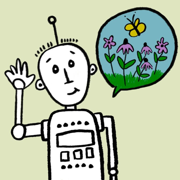 ChatGPT robot talking about flowers